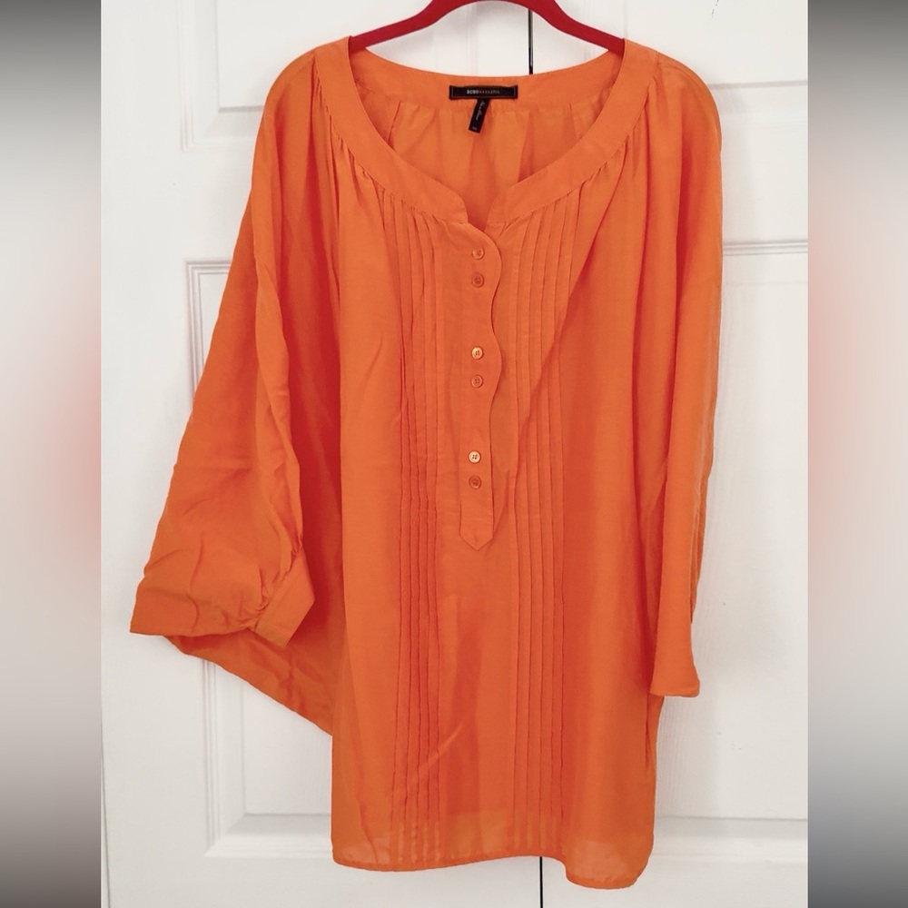 BCBGMaxAzria Bright Orange Button-Front Blouse size S /M - Picture 3 of 12